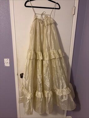 Women’s Cream Ruffle Tiered Maxi Dress